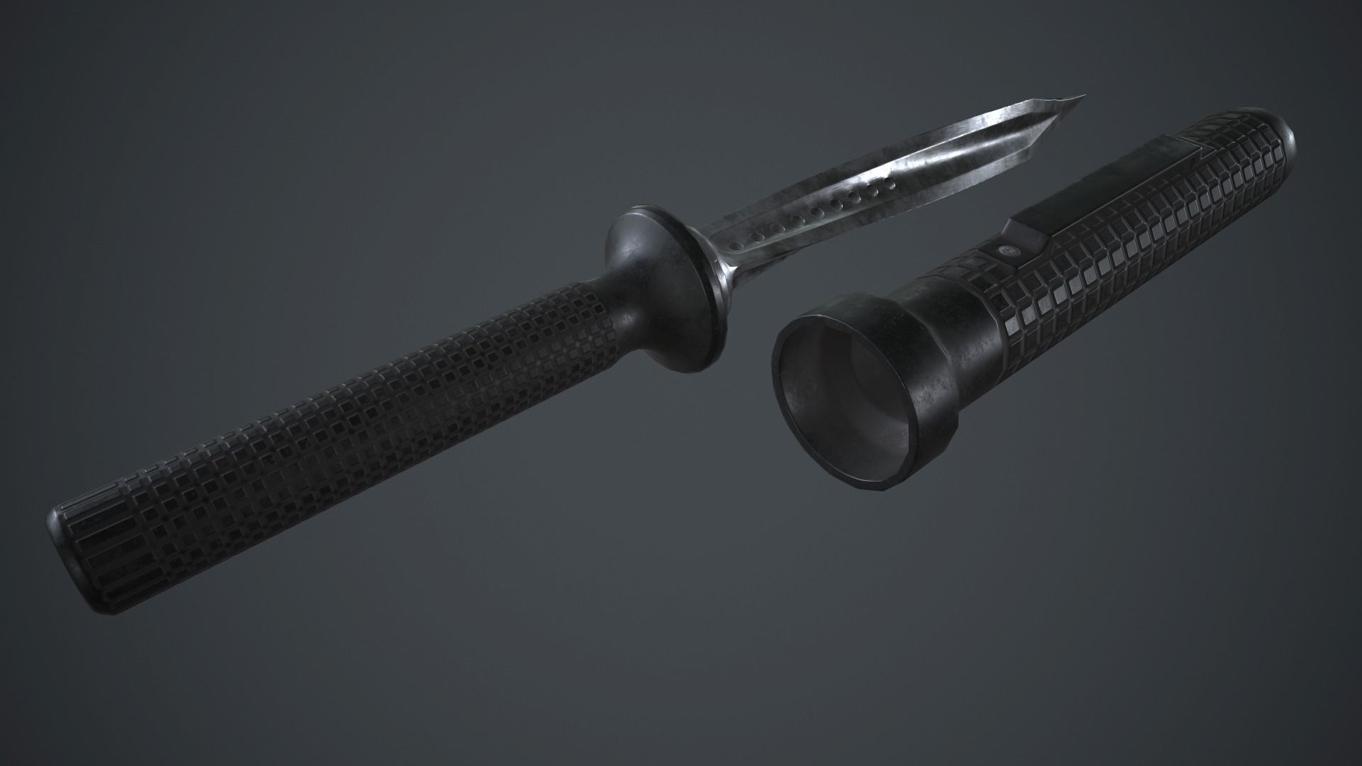 Stainless Steel Jagdkommando Knife PBR Game Ready Low-poly 3D model_10