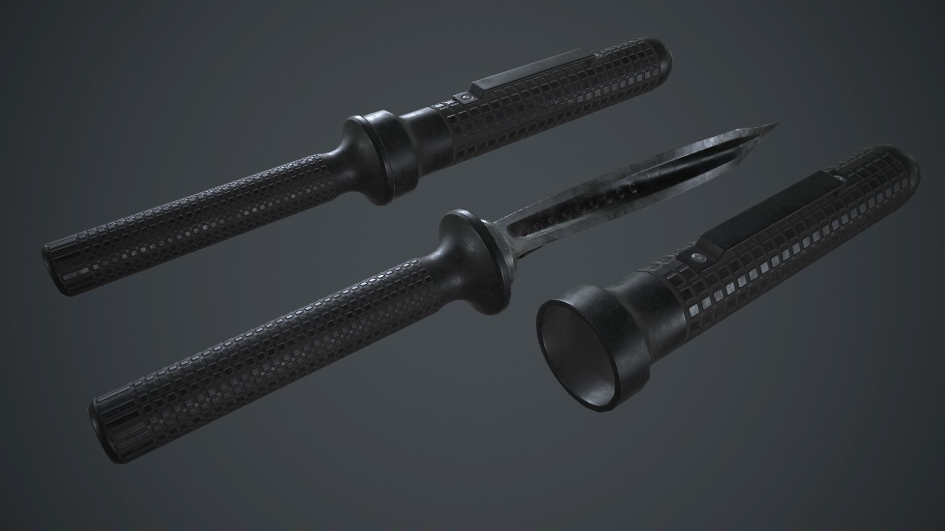 Stainless Steel Jagdkommando Knife PBR Game Ready Low-poly 3D model_5