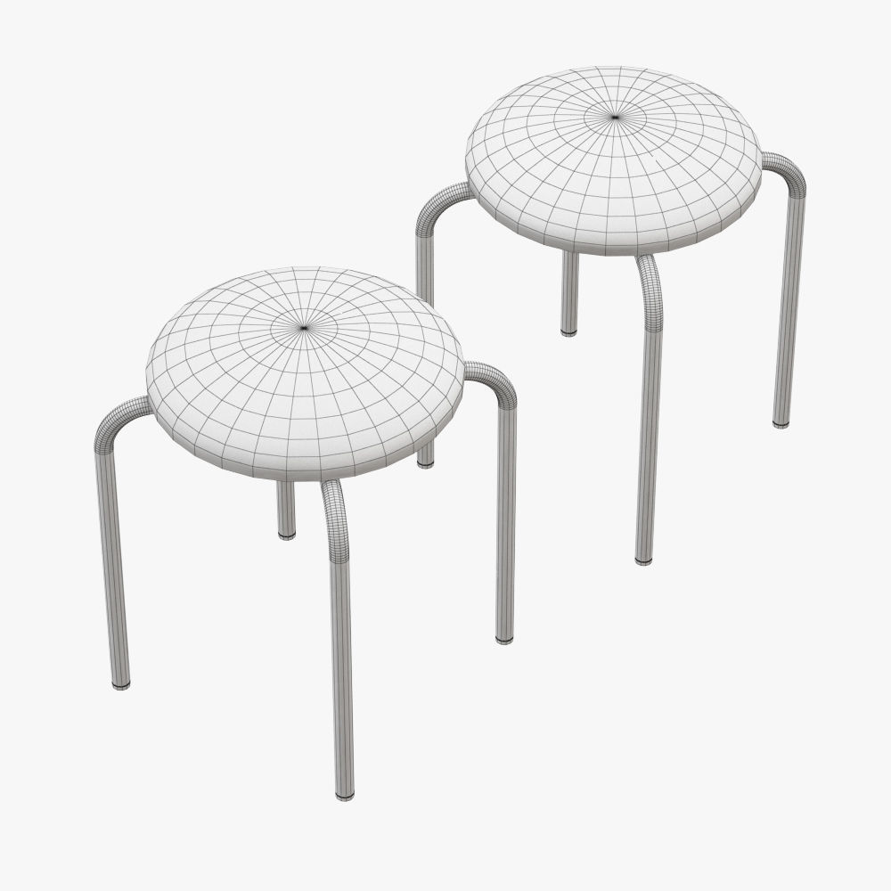 Plush fur stools faux fur 3D model_4