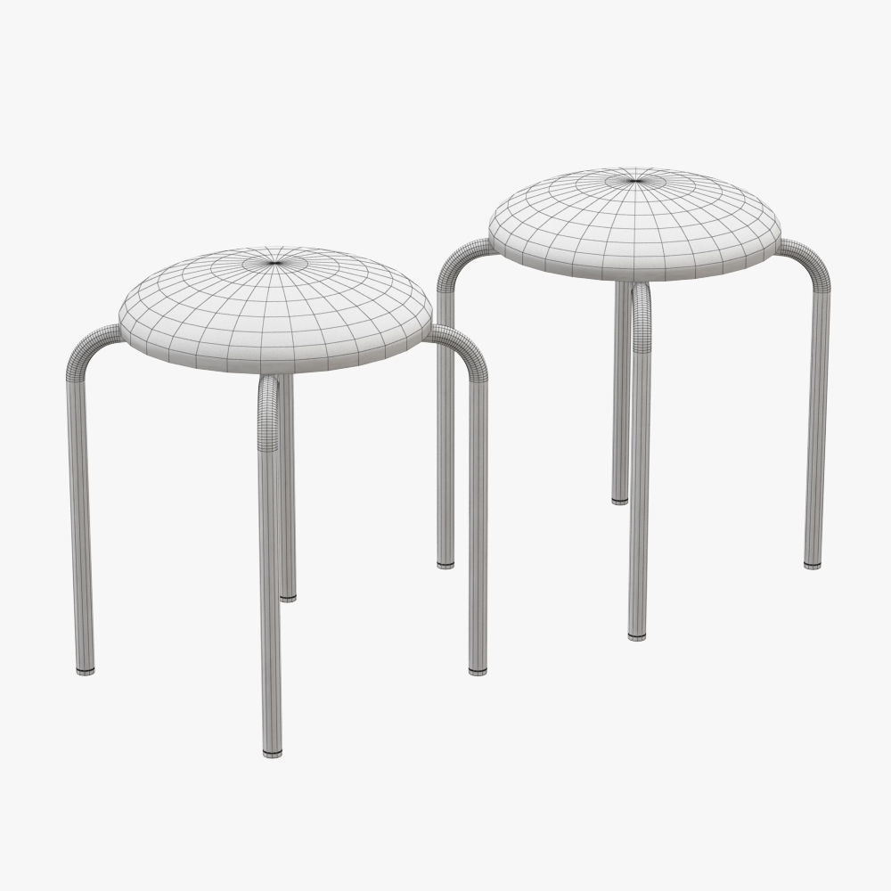 Plush fur stools faux fur 3D model_3