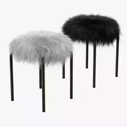 Plush fur stools faux fur 3D model