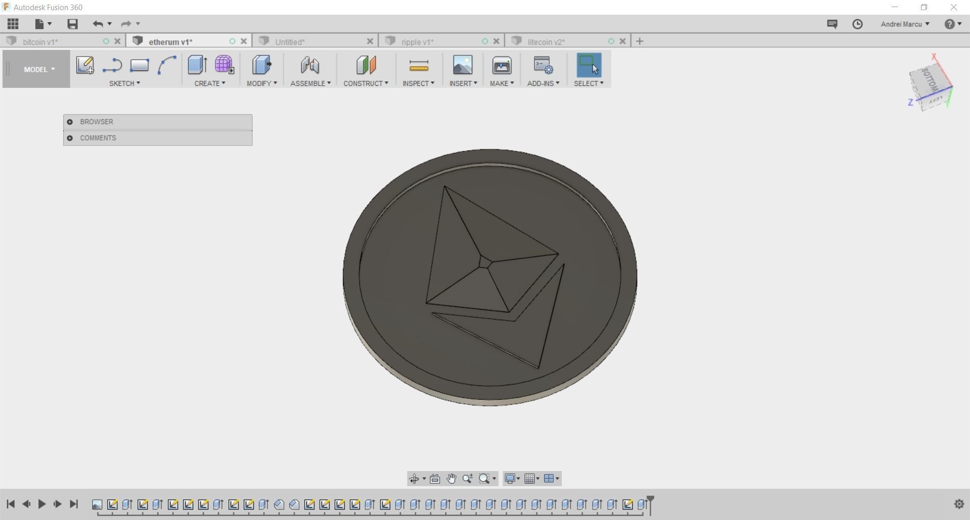 5 Cryptocoins pack low-poly 3D print model_4