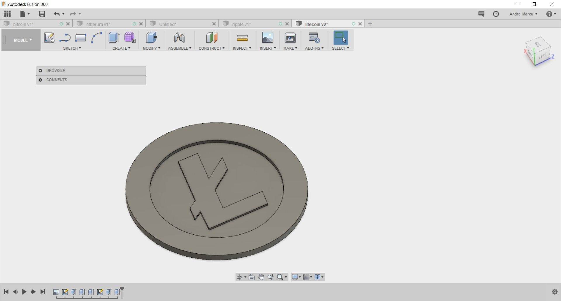 5 Cryptocoins pack low-poly 3D print model_2