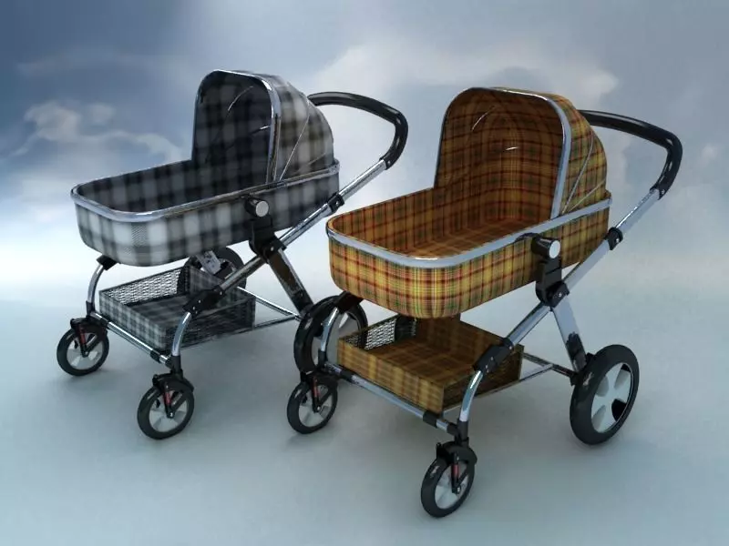 Baby stroller 3D model_0