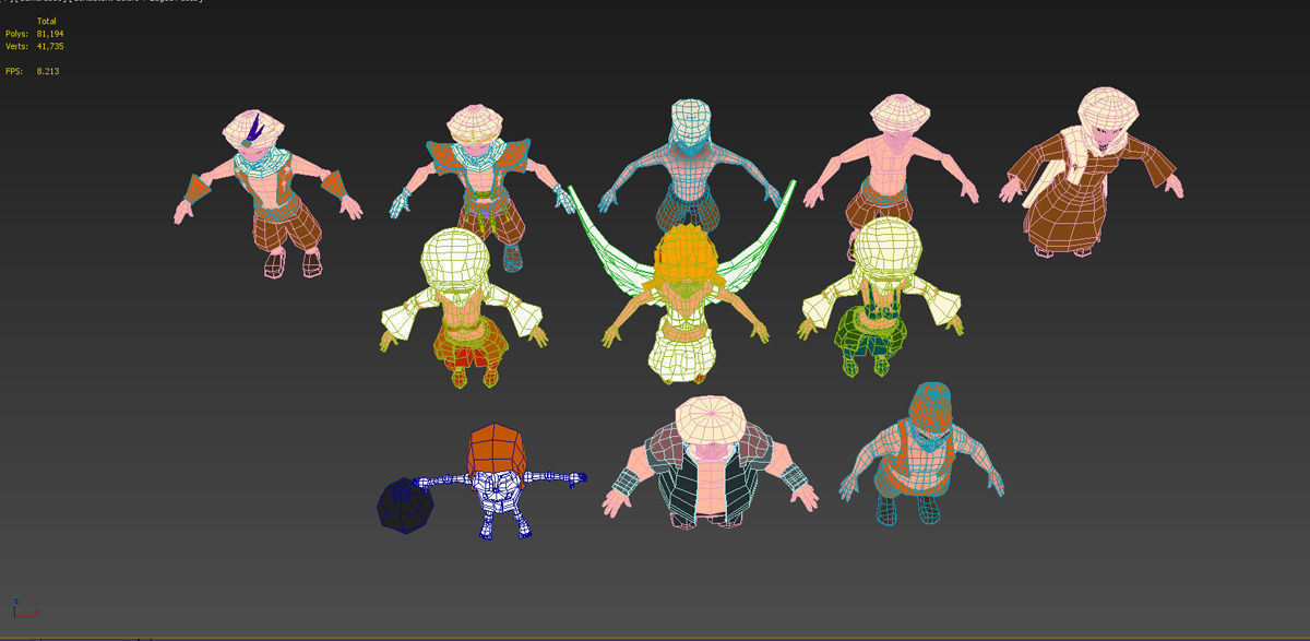 Collection Asian characters in ethnic costumes Middle East Low-poly 3D model_1