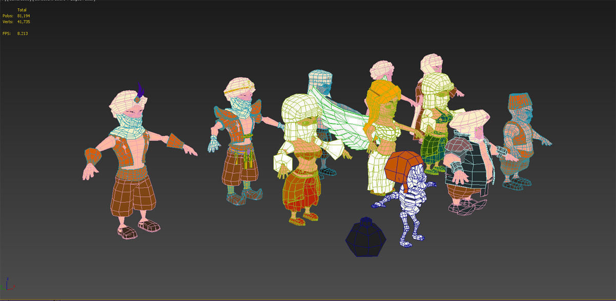 Collection Asian characters in ethnic costumes Middle East Low-poly 3D model_8
