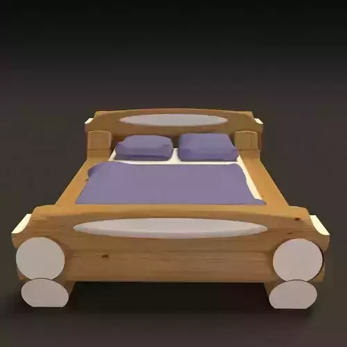 Highland style wooden bed 3D model