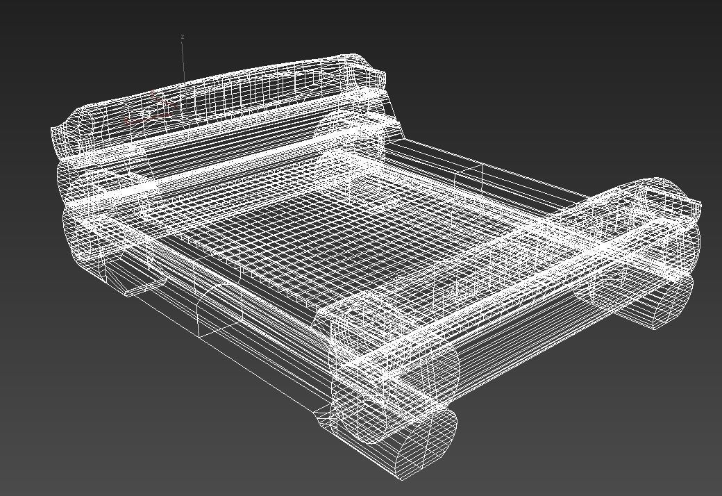 Highland style wooden bed 3D model_9