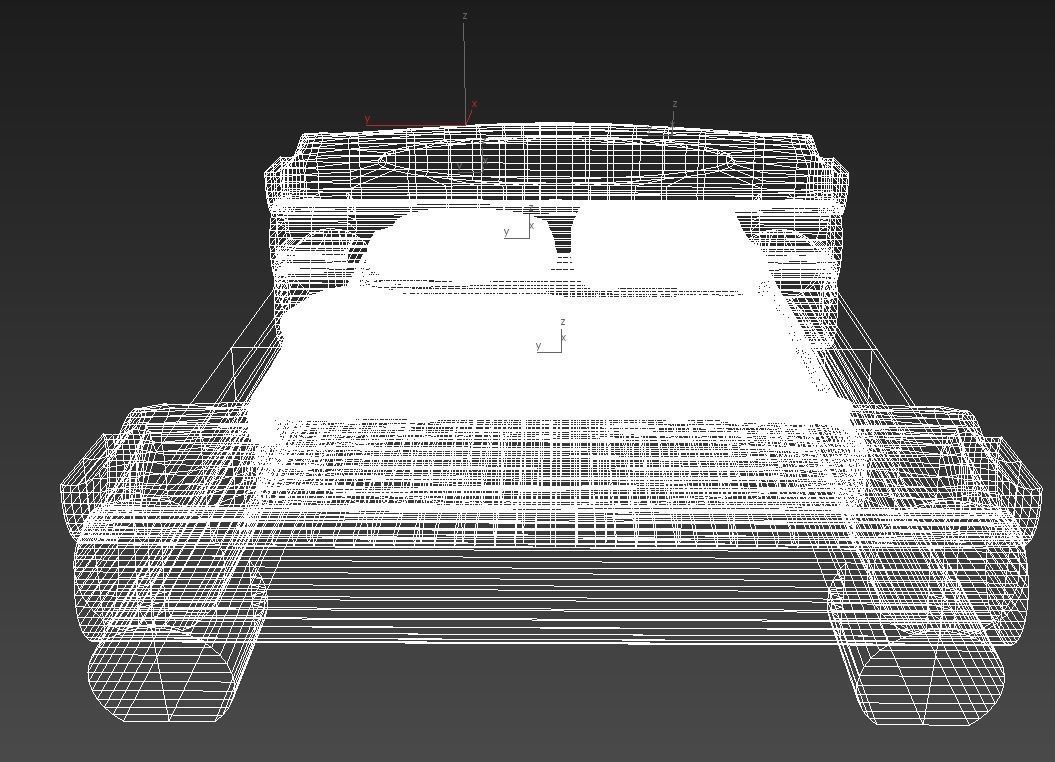 Highland style wooden bed 3D model_7