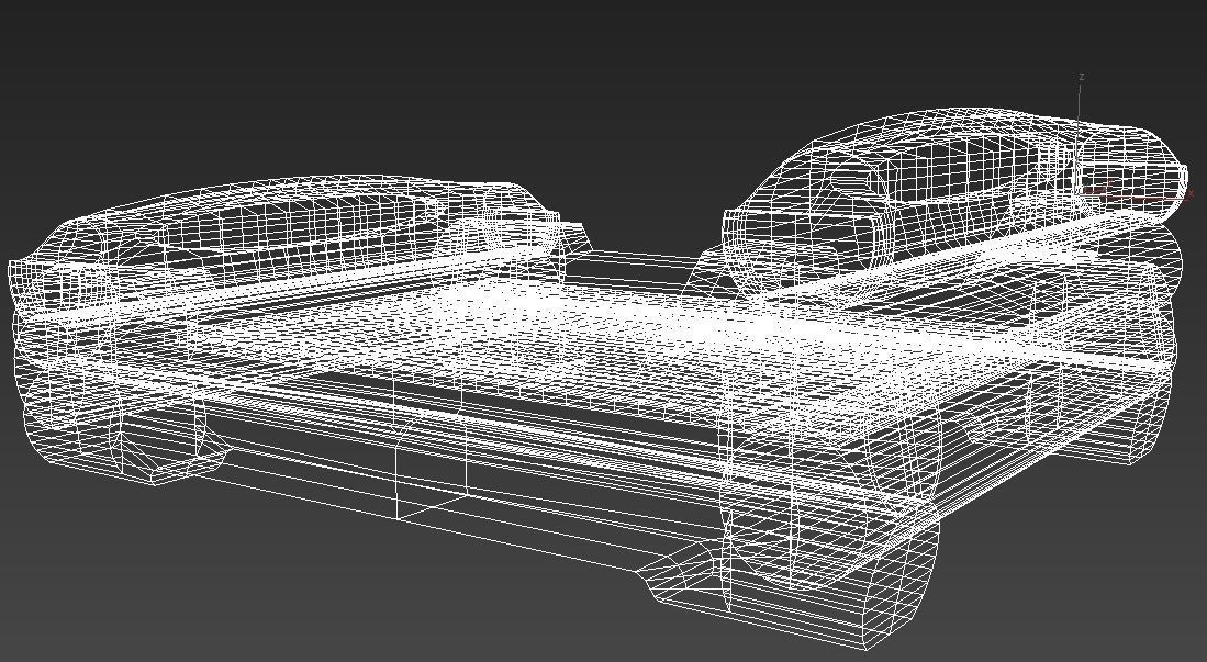 Highland style wooden bed 3D model_8