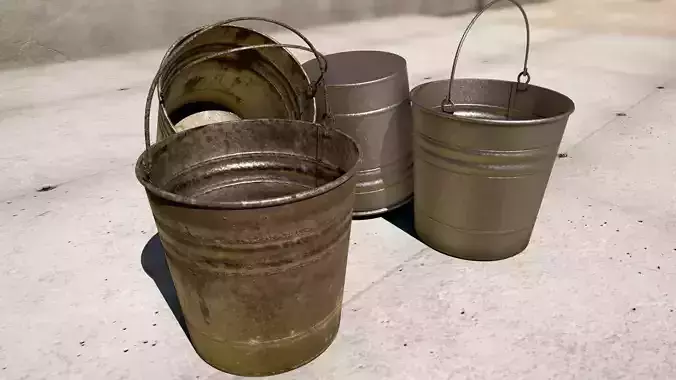 metal bucket - PBR  Game-Ready Low-poly 3D model