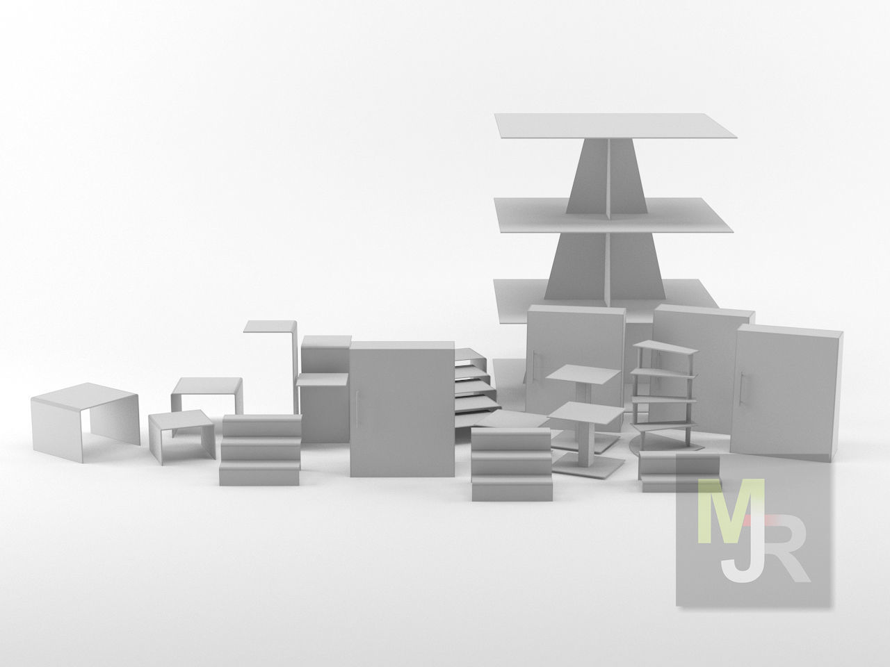 Display Stand Pack Low-poly 3D model_12