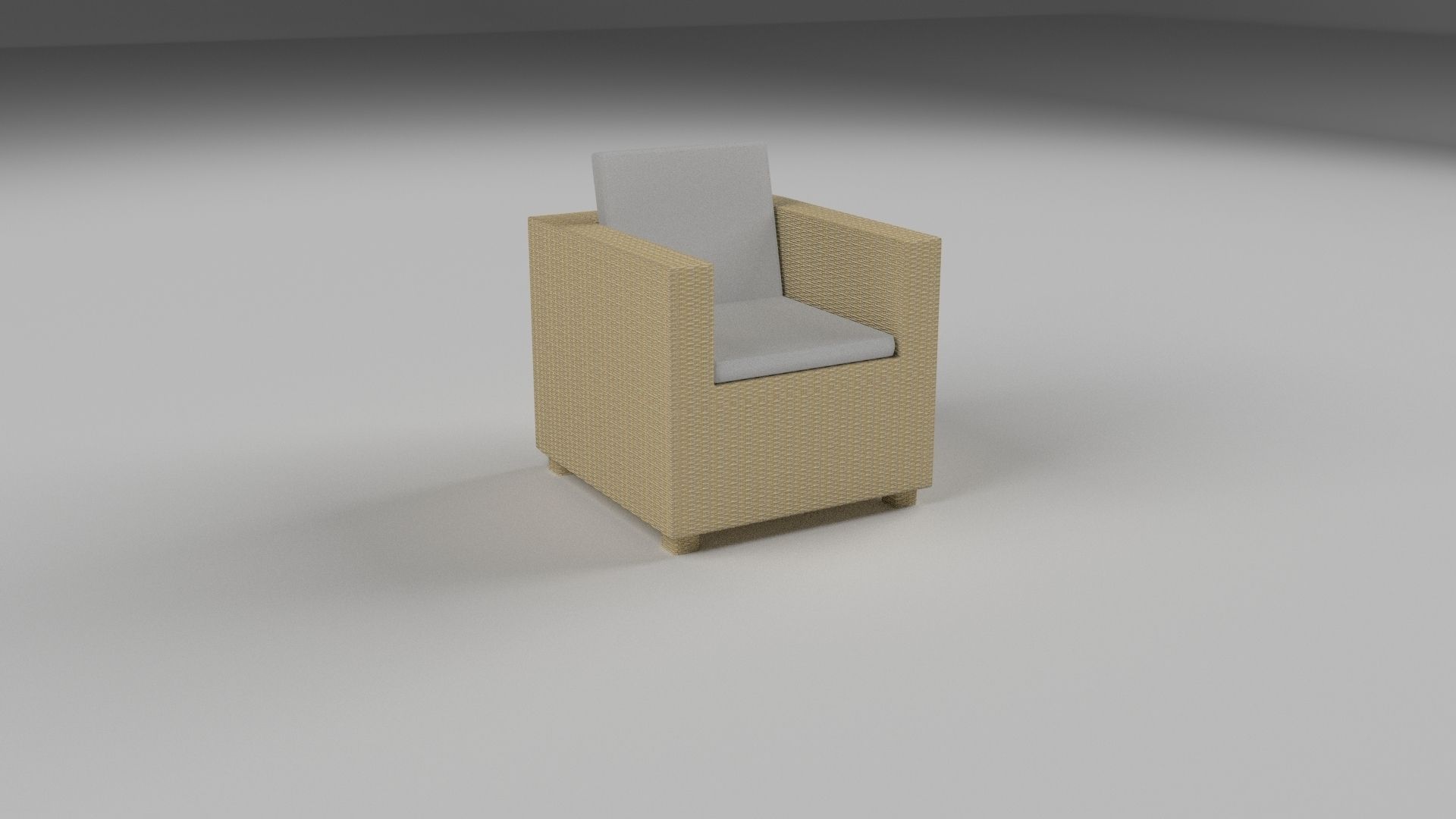Wicker Armchair 2 Low-poly 3D model_1