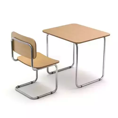 School Desk and Chair 3D model