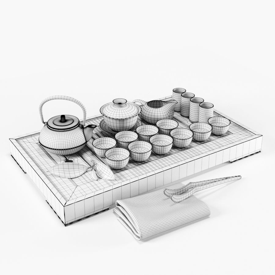 Tea Ceremony Set 3D model_4