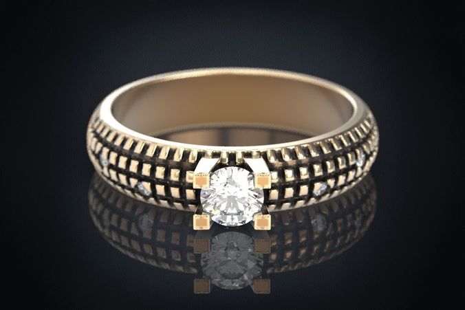 Stylish Engagement Ring with Stone 293 3D print model