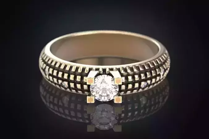 Stylish Engagement Ring with Stone 293 3D print model