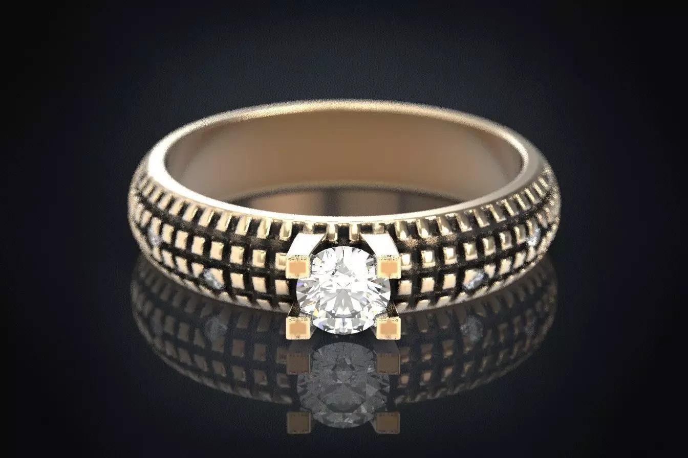 Stylish Engagement Ring with Stone 293 3D print model_0