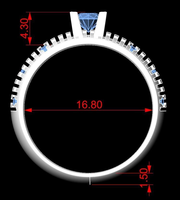 Stylish Engagement Ring with Stone 293 3D print model_14