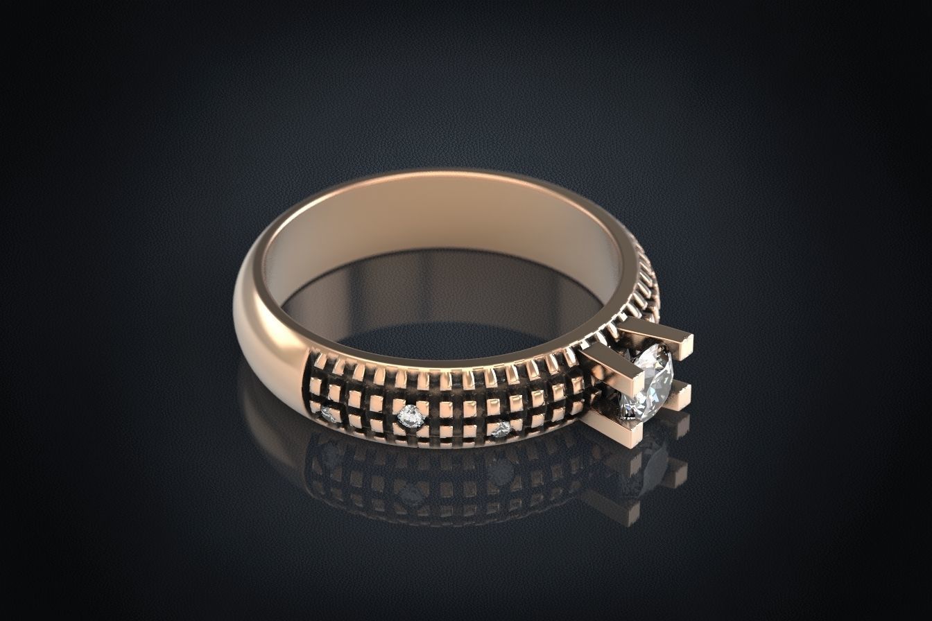 Stylish Engagement Ring with Stone 293 3D print model_6