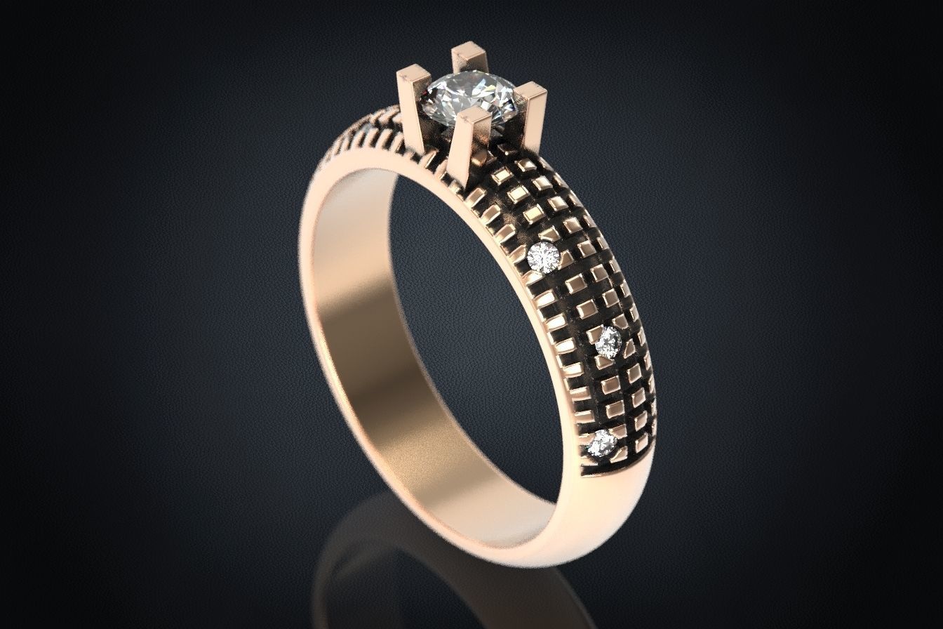 Stylish Engagement Ring with Stone 293 3D print model_10