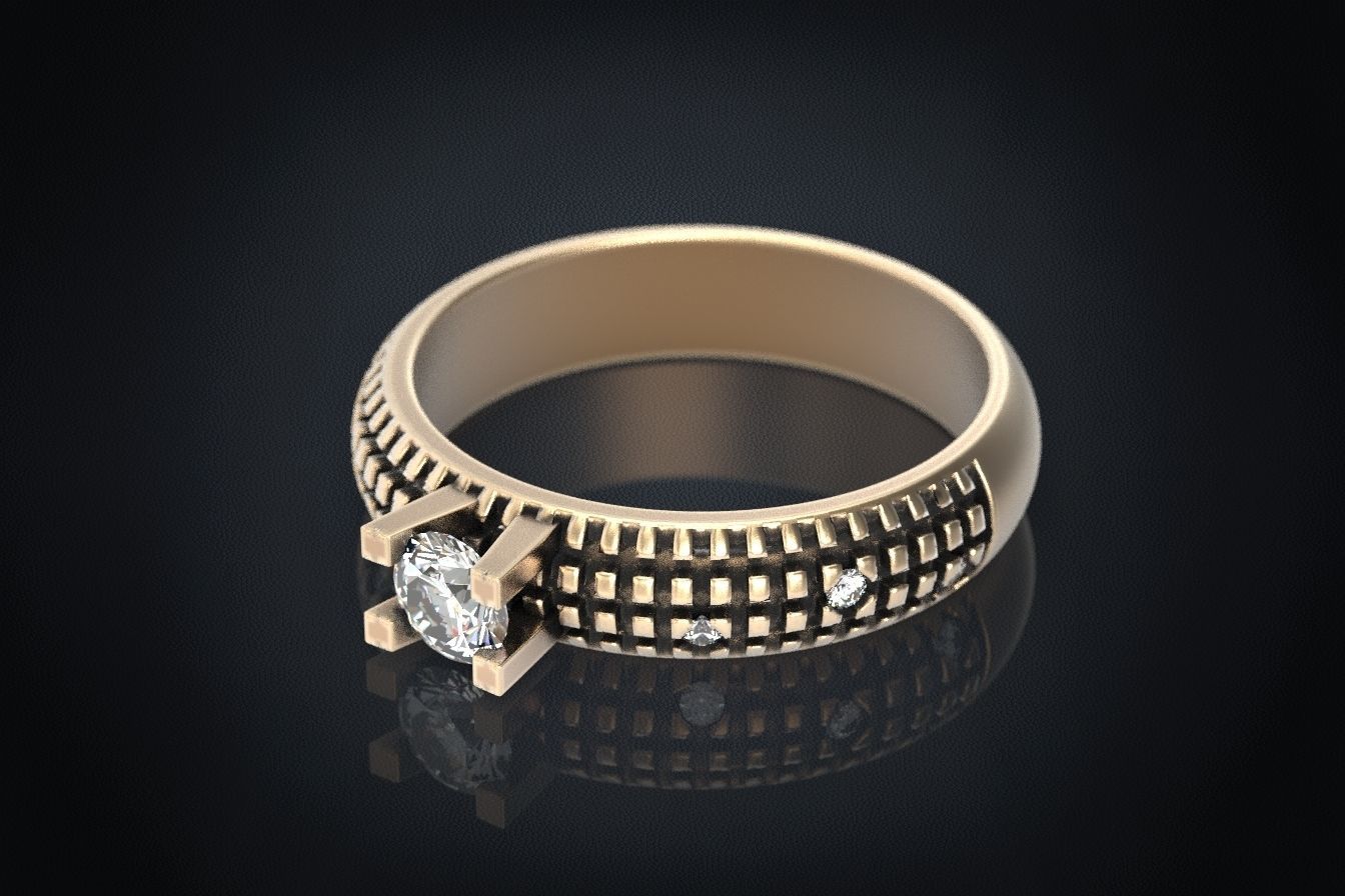 Stylish Engagement Ring with Stone 293 3D print model_9