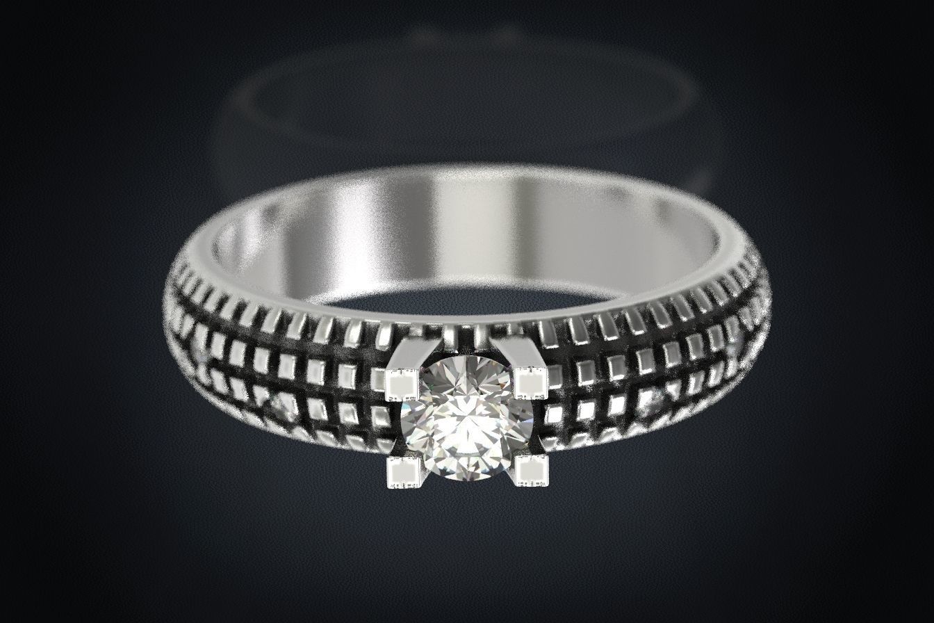 Stylish Engagement Ring with Stone 293 3D print model_7