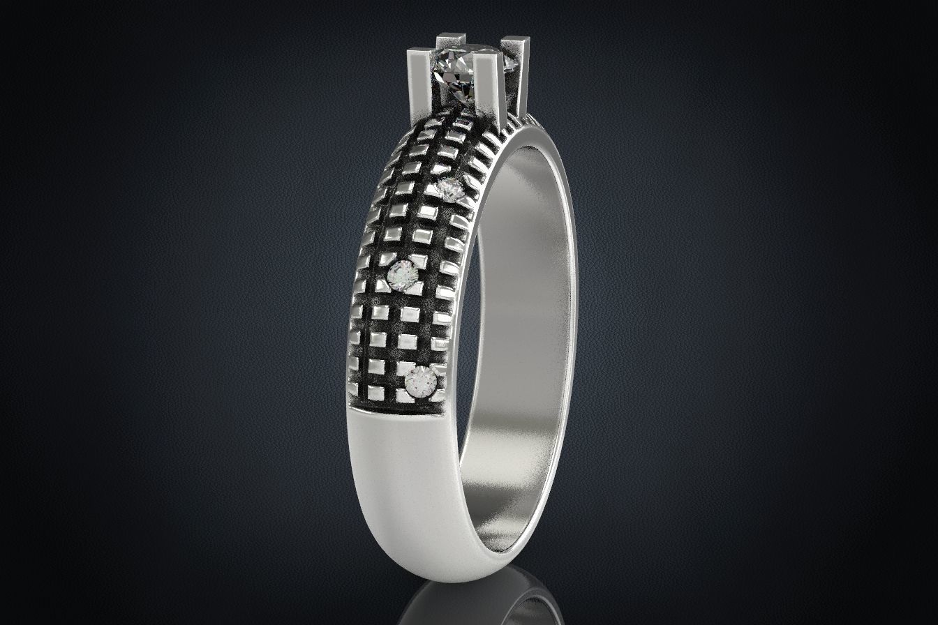 Stylish Engagement Ring with Stone 293 3D print model_4