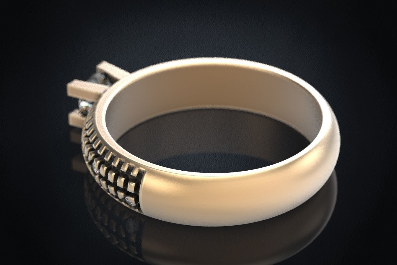Stylish Engagement Ring with Stone 293 3D print model_8