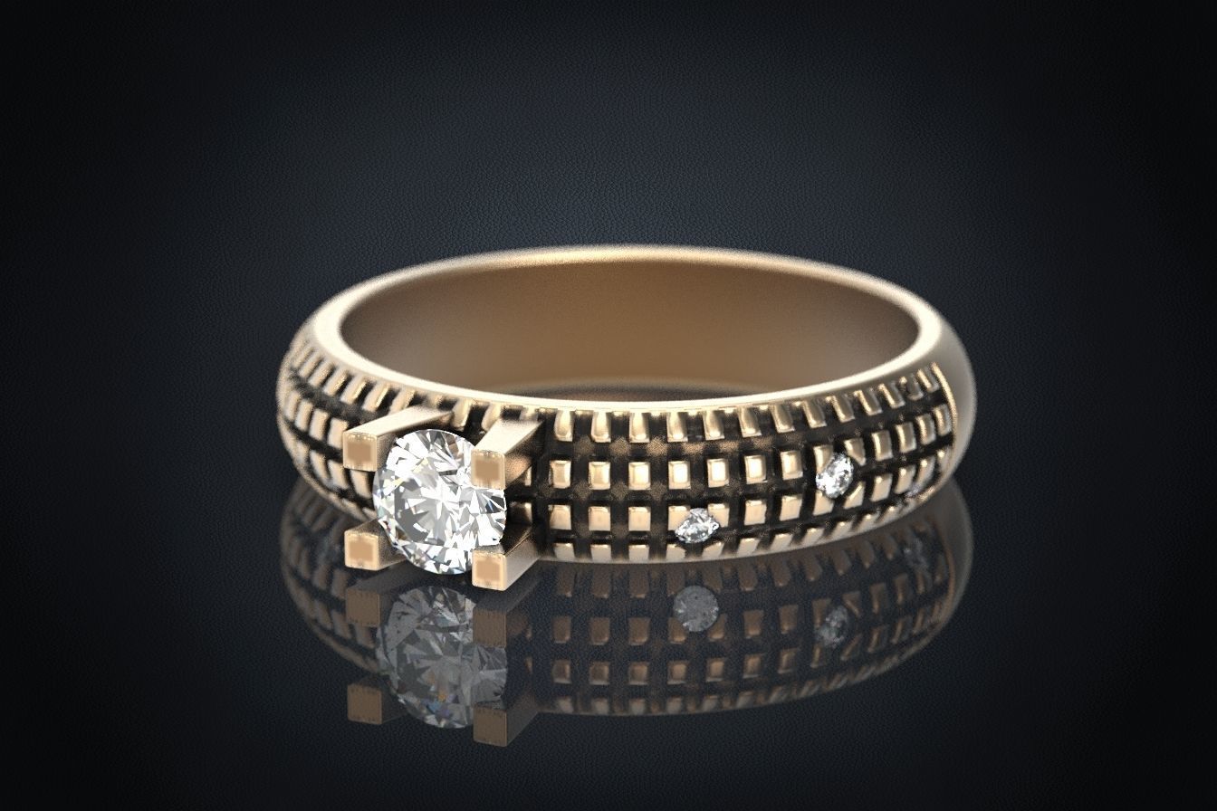 Stylish Engagement Ring with Stone 293 3D print model_3