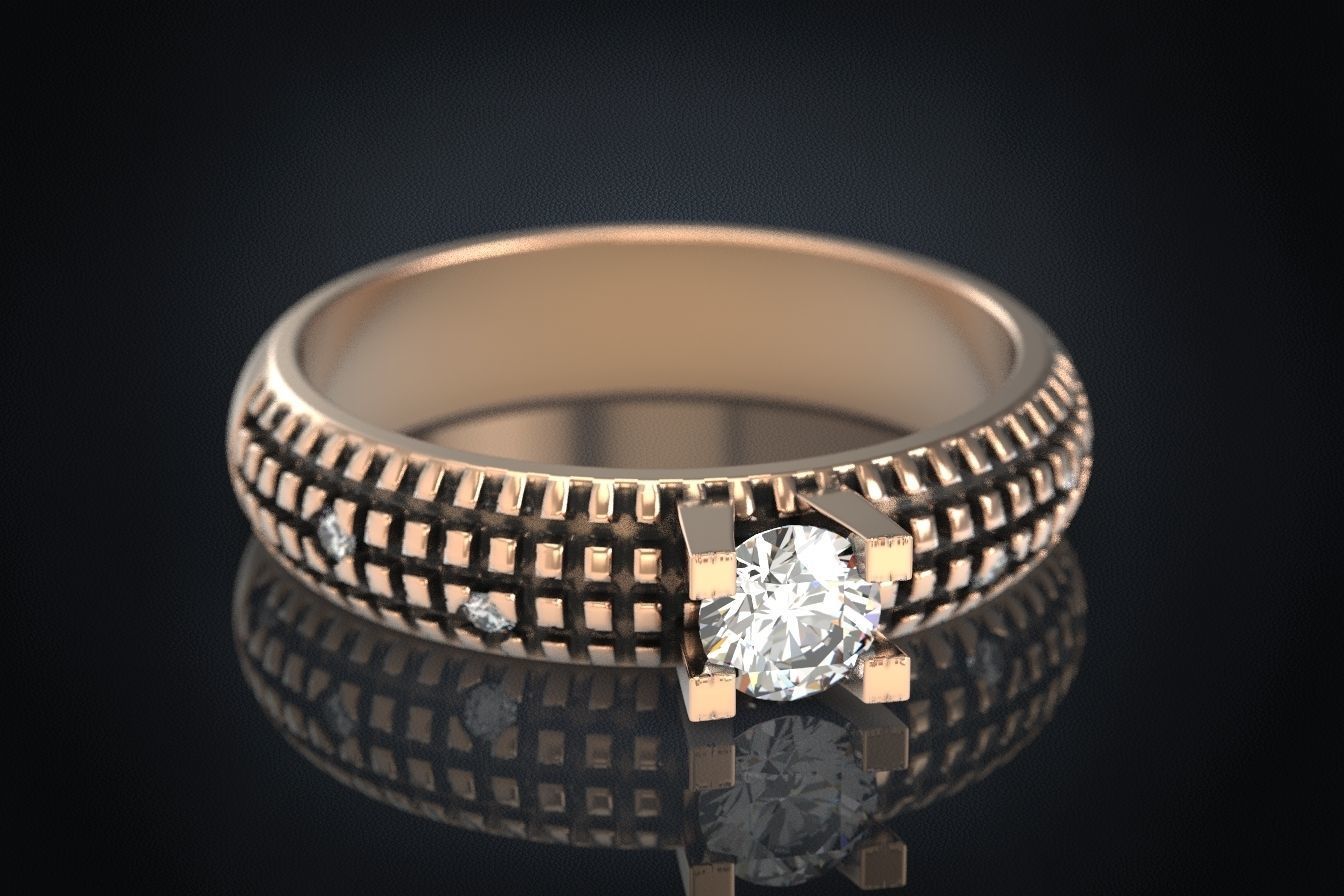 Stylish Engagement Ring with Stone 293 3D print model_1