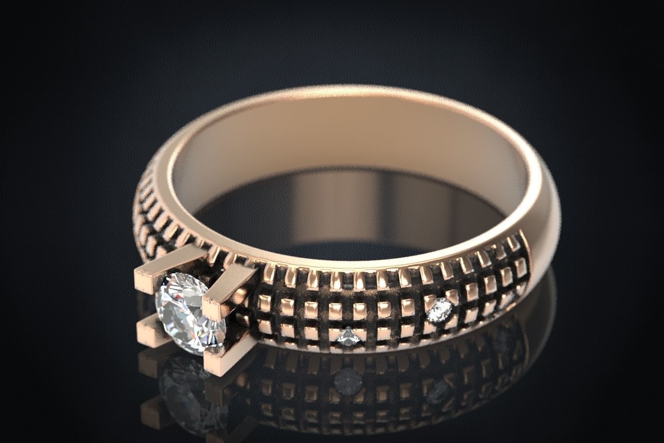 Stylish Engagement Ring with Stone 293 3D print model_5