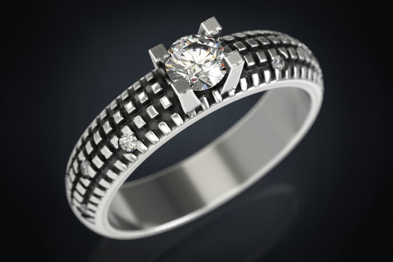 Stylish Engagement Ring with Stone 293 3D print model_2