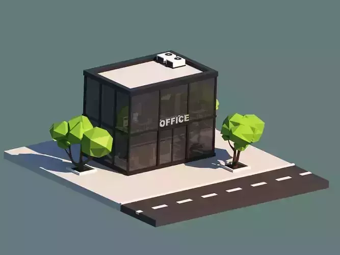 Cartoon Low Poly Office Building Low-poly 3D model