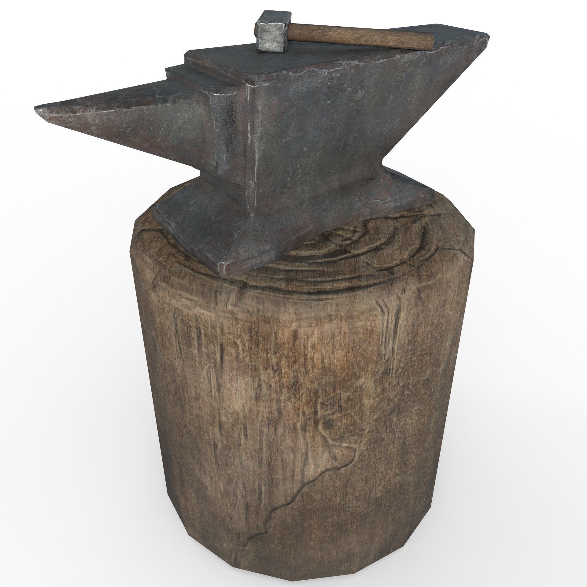 Anvil and Sledgehammer Low-poly 3D model_2