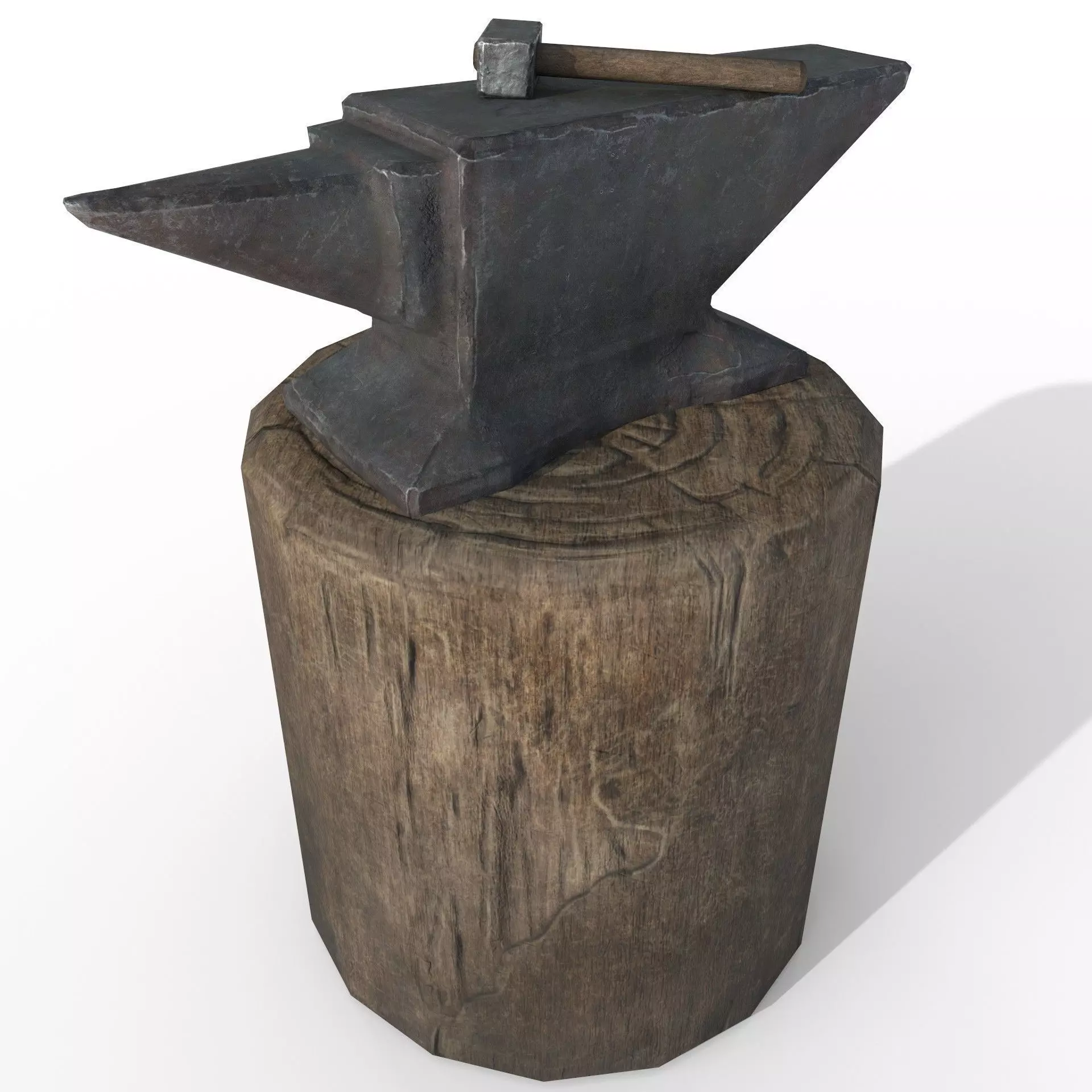 Anvil and Sledgehammer Low-poly 3D model_0