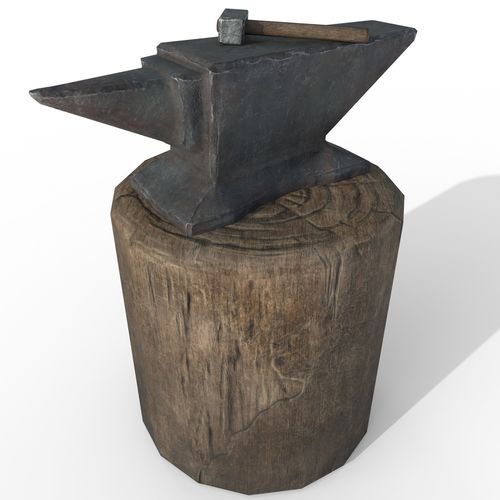 Anvil and Sledgehammer Low-poly 3D model