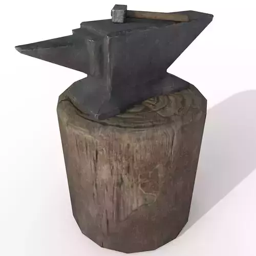 Anvil and Sledgehammer Low-poly 3D model