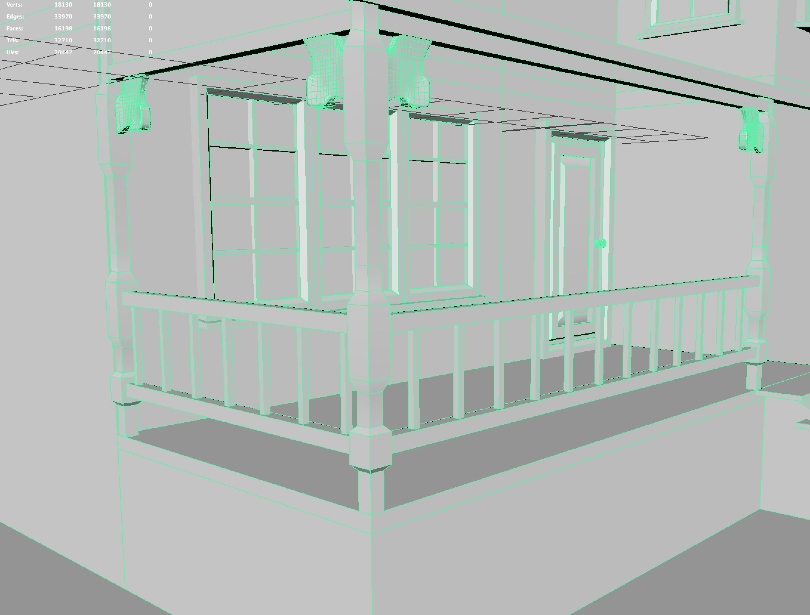 lowpoly Home house with porch Low-poly 3D model_10