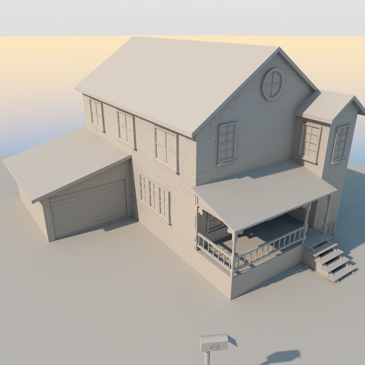 lowpoly Home house with porch Low-poly 3D model_3