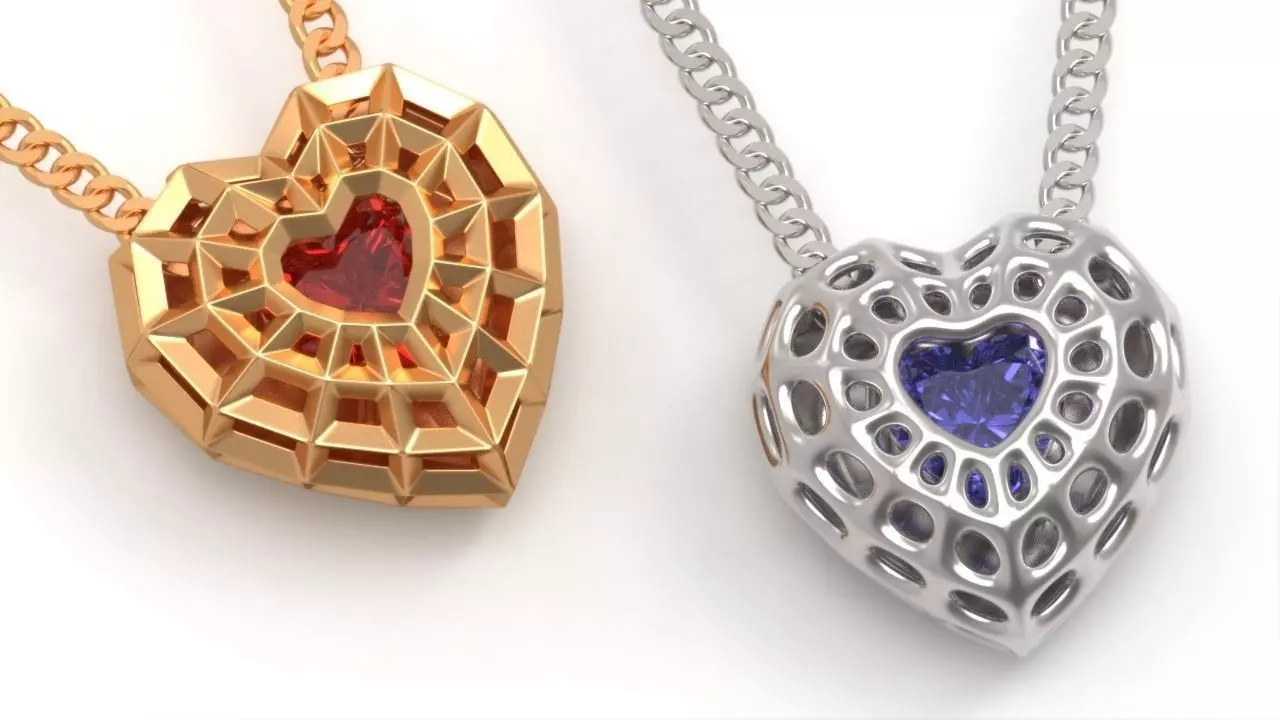 Beautiful bionic hearts pendant 3D print model