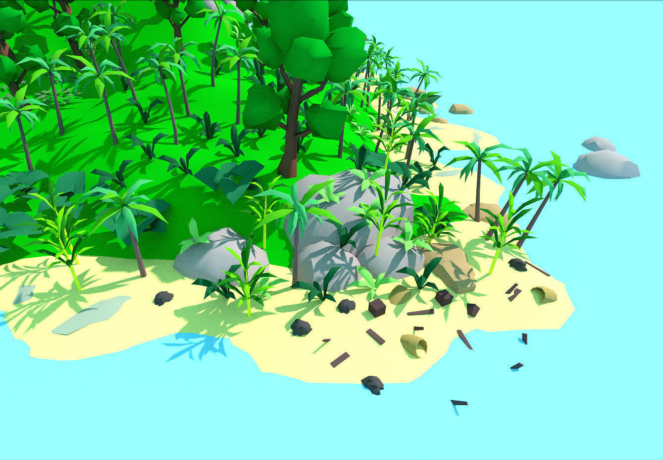low poly cartoon tropical island scene Low-poly 3D model_6