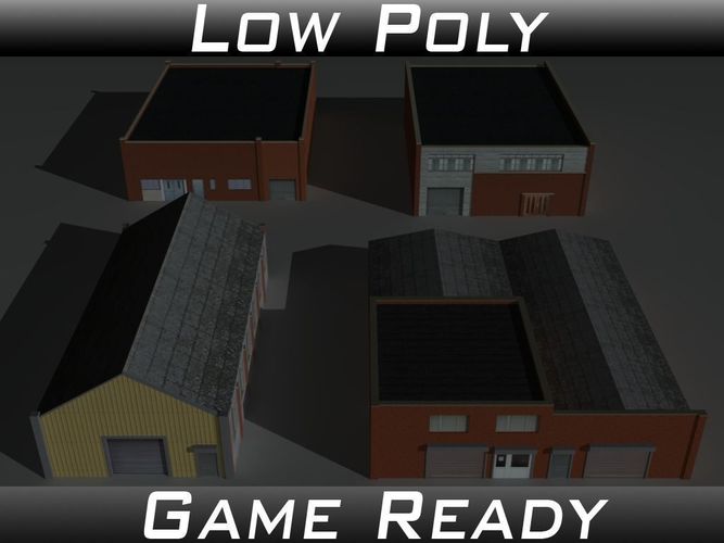 Factory Building Set 7 Low-poly 3D model