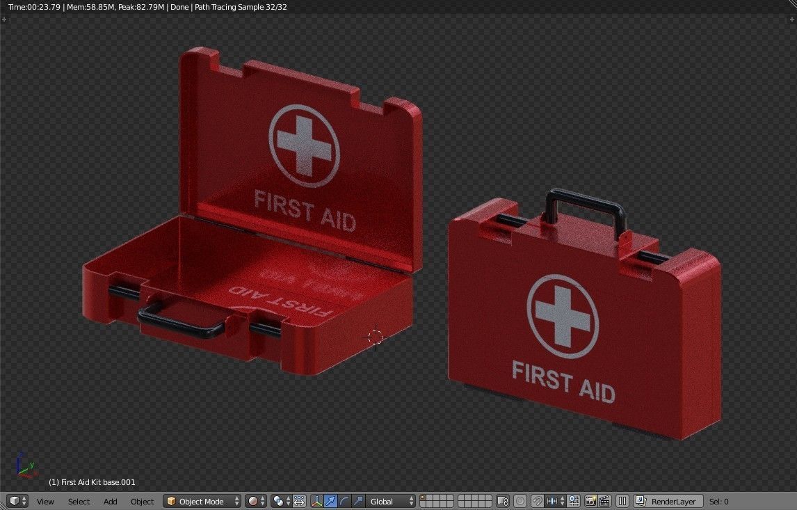 First Aid Medical Kit - Medkit - Safety and Emergency Equipment Low-poly 3D model_12