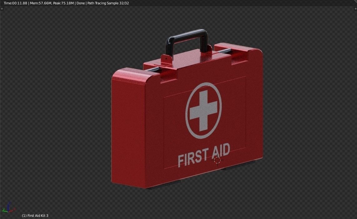 First Aid Medical Kit - Medkit - Safety and Emergency Equipment Low-poly 3D model_8