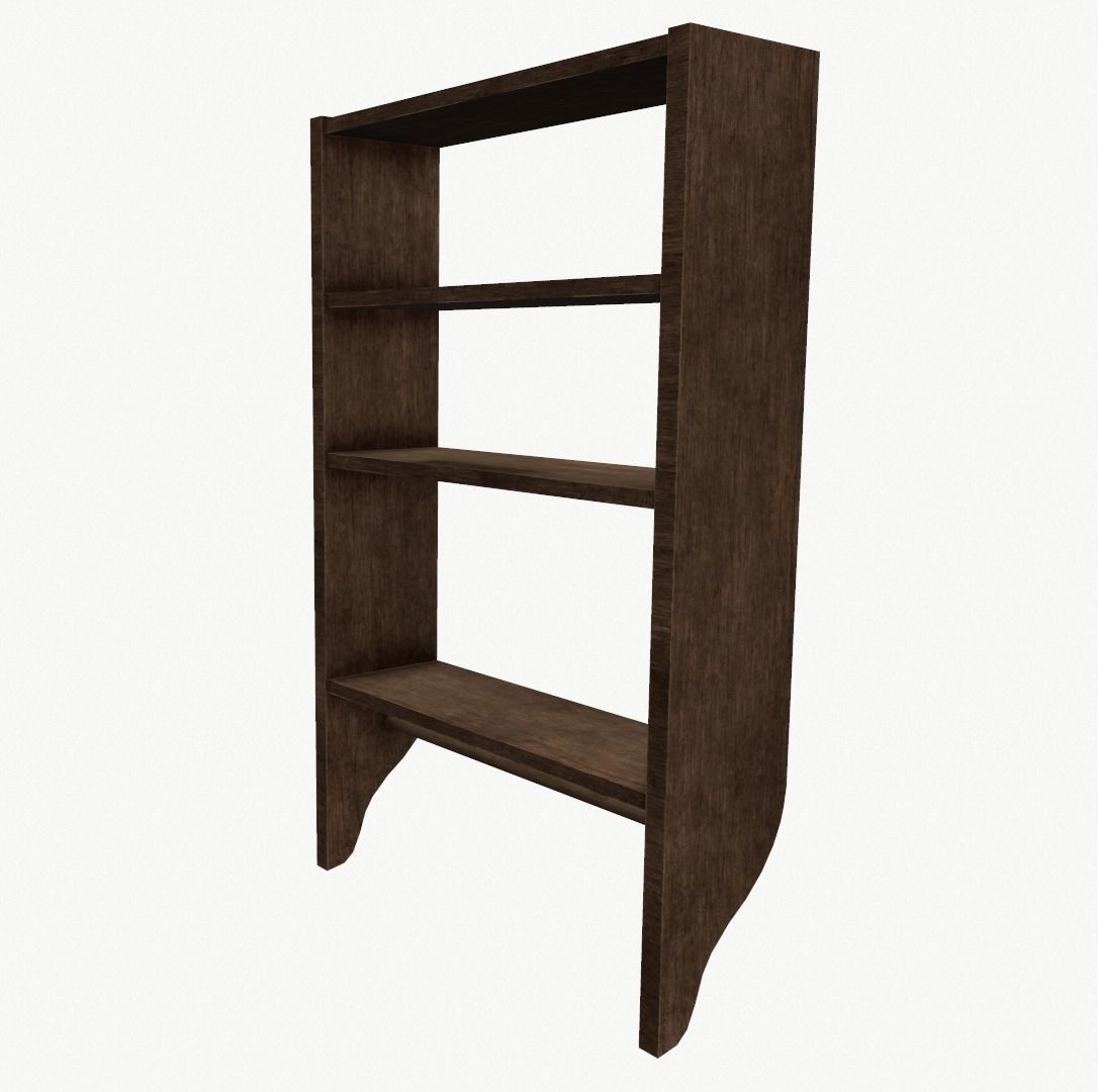 Wooden shelf Low-poly 3D model_3