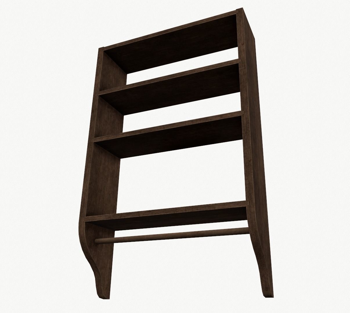 Wooden shelf Low-poly 3D model_2