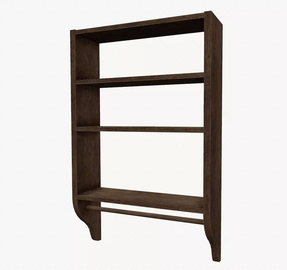 Wooden shelf Low-poly 3D model_0