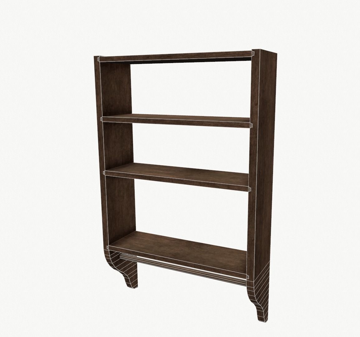 Wooden shelf Low-poly 3D model_6