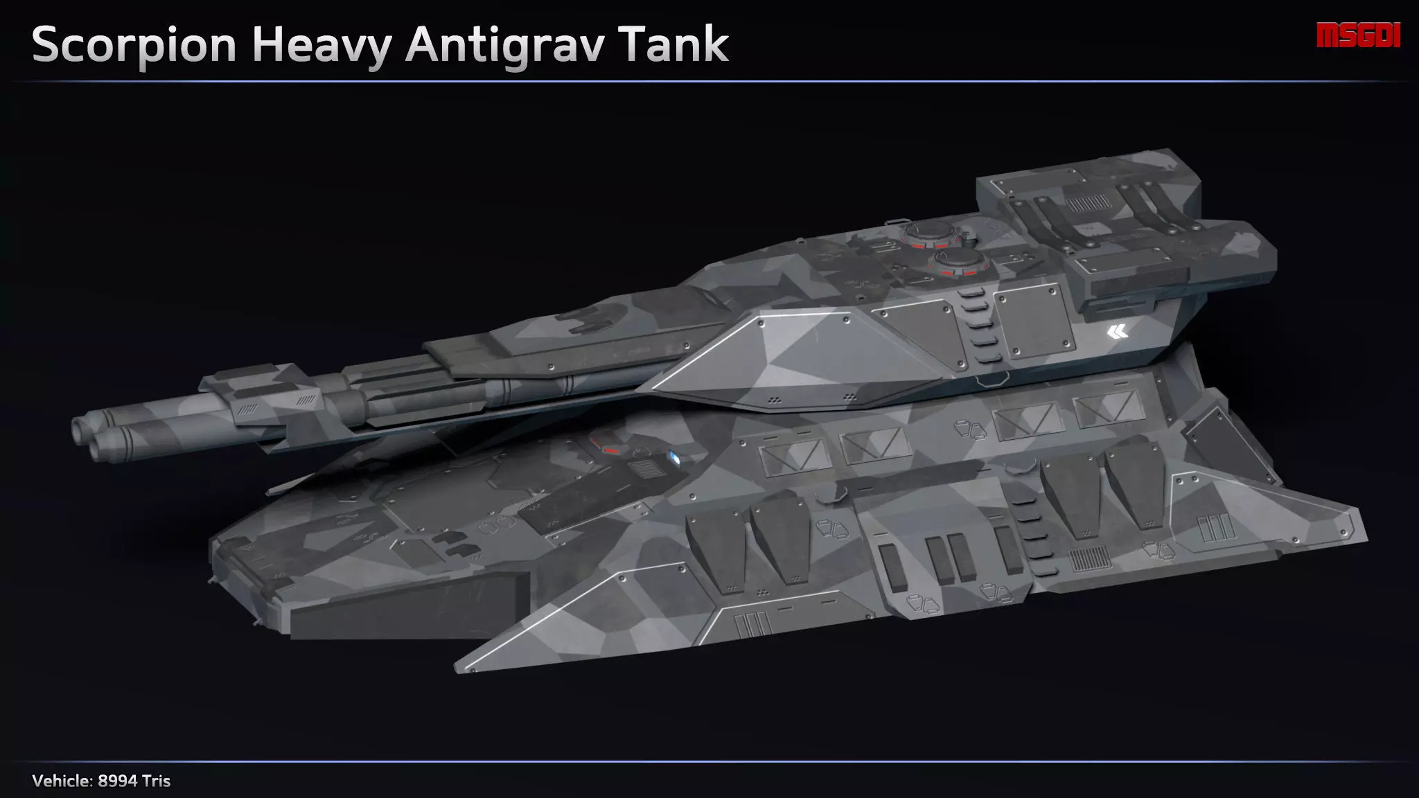 Scifi Scorpion Heavy Antigrav Tank Low-poly 3D model_0